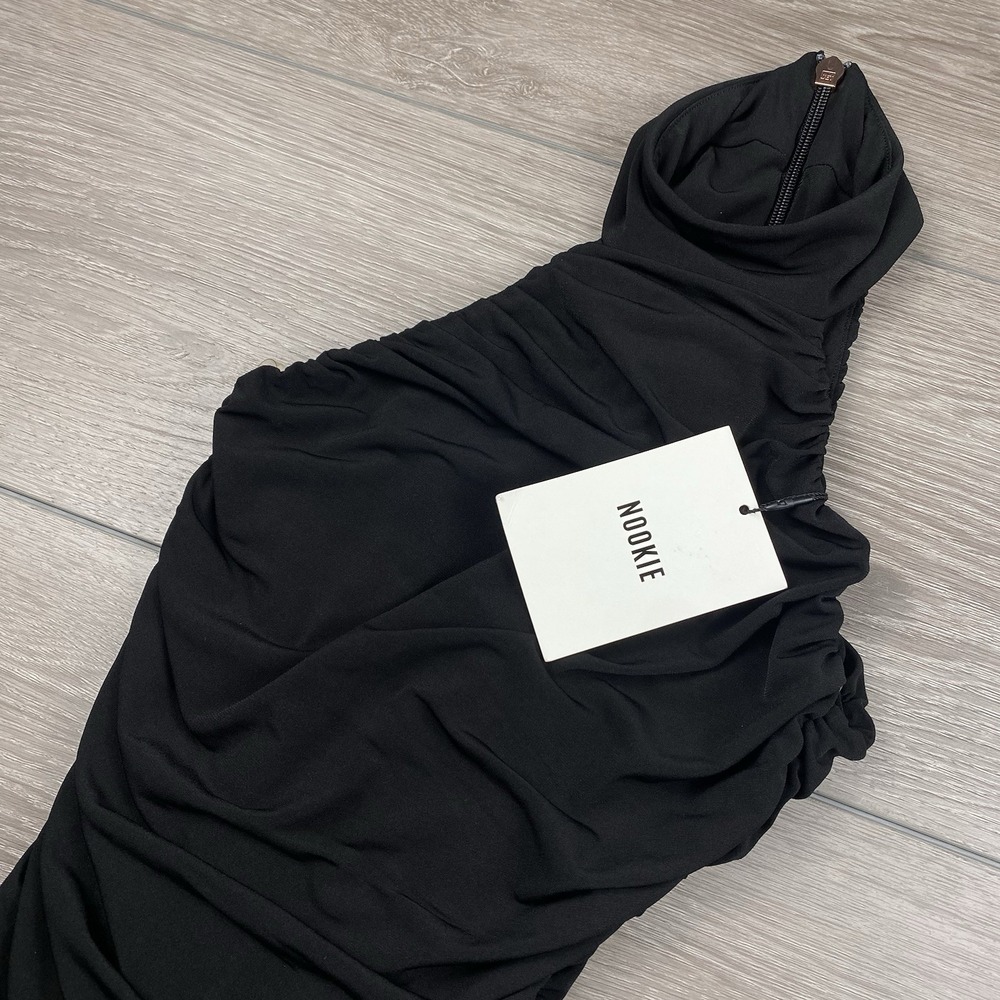 Nookie Revolve Women's Rosie Ruched Midi Dress Black Small‎ New